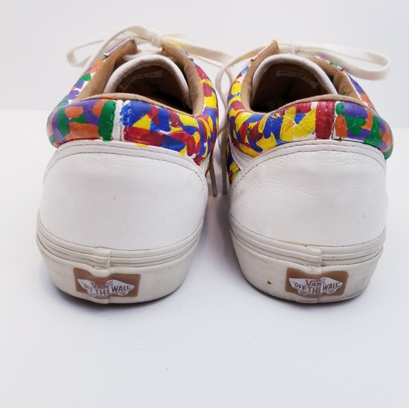 Vans Old Skool Leather Custom Painted Lace Up Sneakers, Size 11 - Picture 7 of 16